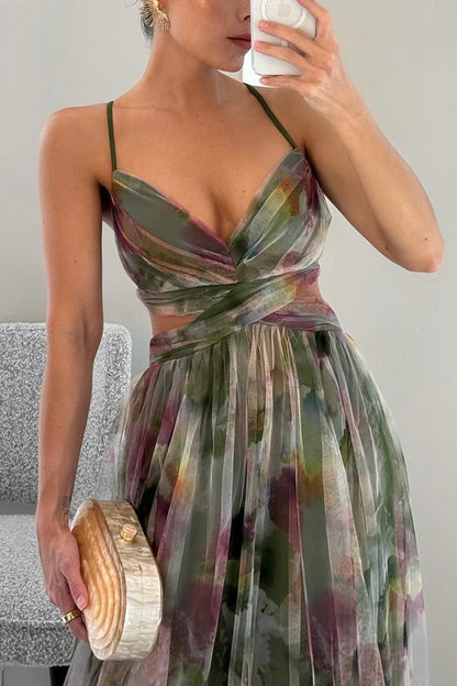 Liora™ | Maxidress Elegante con Stampa Acquerello