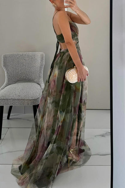 Liora™ | Maxidress Elegante con Stampa Acquerello