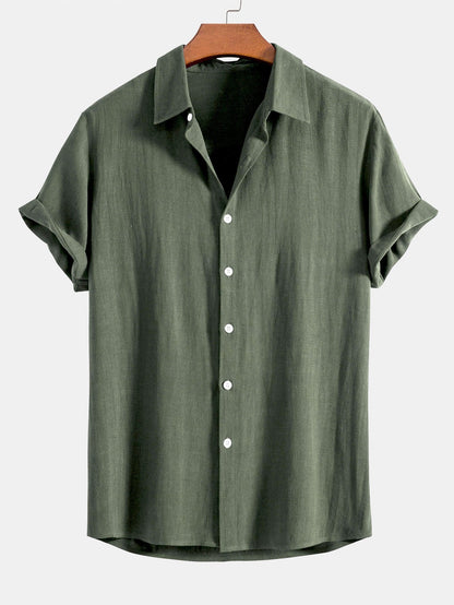 CAMICIA IN MISTO LINO E RAYON CON BOTTONI & PANTALONI IN LINO A GAMBA DRITTA