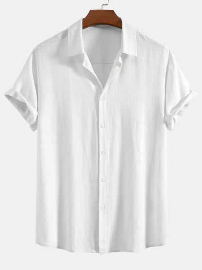 CAMICIA IN MISTO LINO E RAYON CON BOTTONI & PANTALONI IN LINO A GAMBA DRITTA