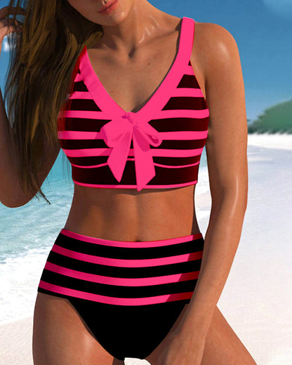 Elena™ | Costume da Bagno a Righe a vita alta