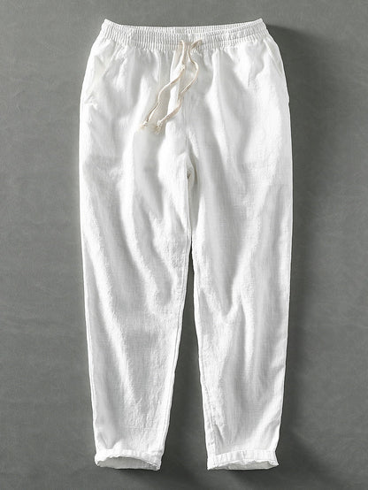 PANTALONI CORTI ALLA CAVIGLIA IN MISTO LINO E COTONE
