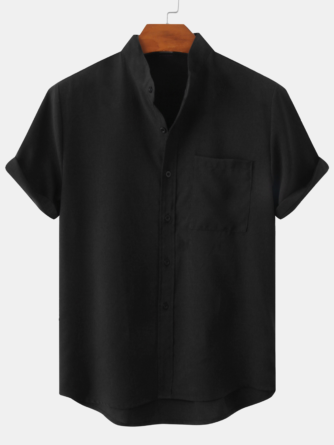 CAMICIA CON COLLO ALLA COREANA E TASCA