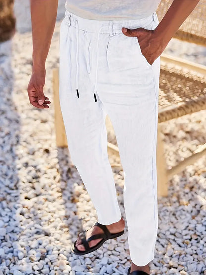 PANTALONI LARGHI IN LINO CON COULISSE