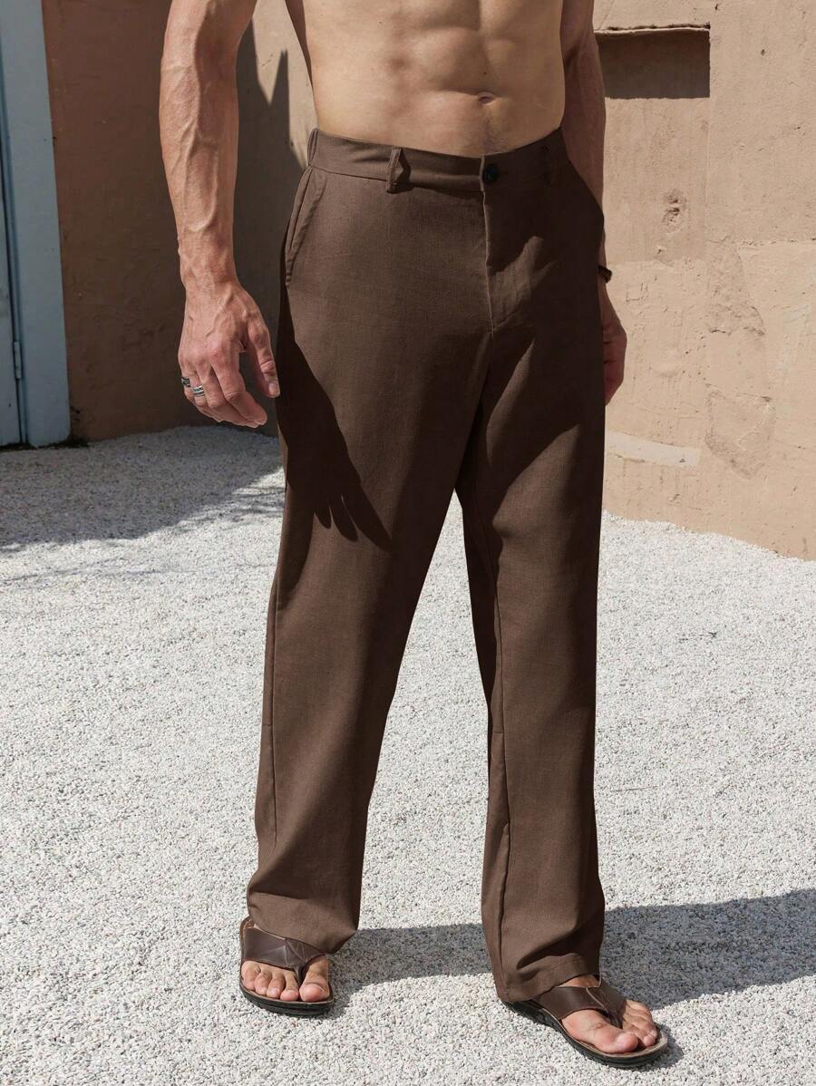 PANTALONI IN LINO CON TASCHE