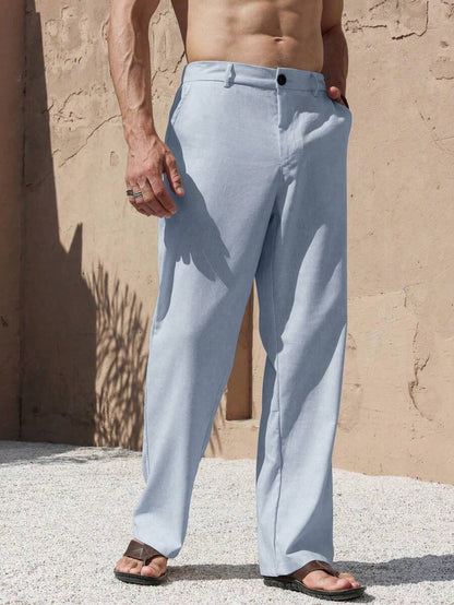 PANTALONI IN LINO CON TASCHE