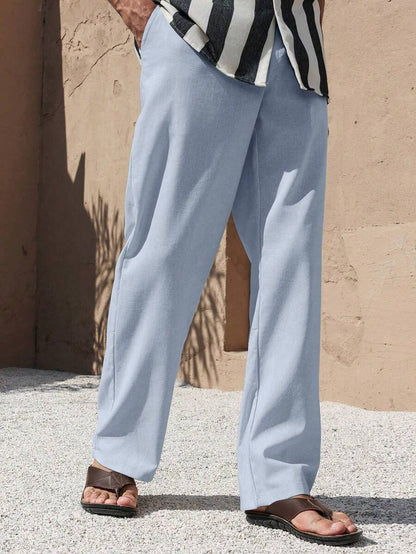 PANTALONI IN LINO CON TASCHE