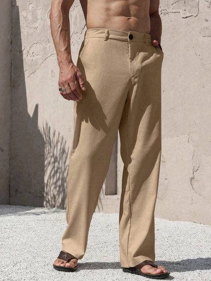 PANTALONI IN LINO CON TASCHE