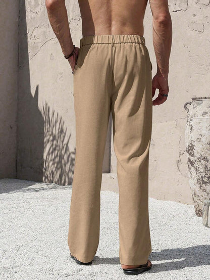 PANTALONI IN LINO CON TASCHE