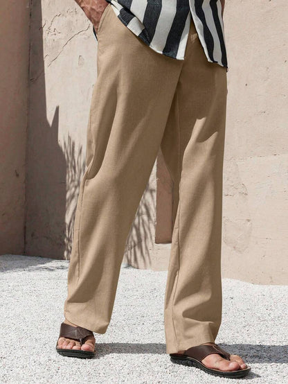 PANTALONI IN LINO CON TASCHE