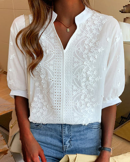Yara™ | Blusa Bianca con Maniche a Sbuffo