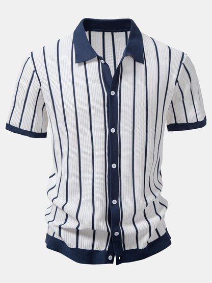 CAMICIA A RIGHE LAVORATA A MAGLIA CON BOTTONI