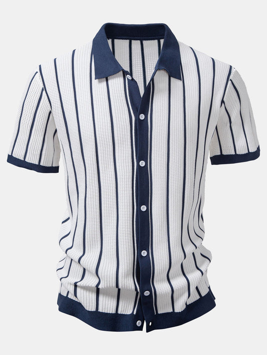 CAMICIA A RIGHE LAVORATA A MAGLIA CON BOTTONI