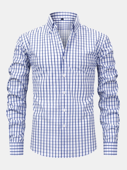 CAMICIA A MANICHE LUNGHE A QUADRETTI CON BOTTONI