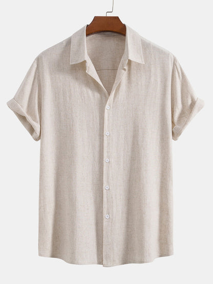 CAMICIA IN MISTO LINO E RAYON CON BOTTONI & PANTALONI IN LINO A GAMBA DRITTA