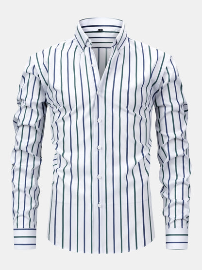 CAMICIA A MANICHE LUNGHE A RIGHE CON BOTTONI & PANTALONI SLIM FIT A GAMBA AFFUSOLATA