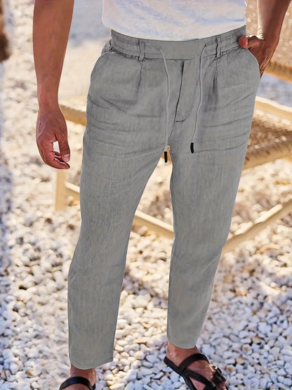 NICHOLS | PANTALONI LARGHI IN LINO CON COULISSE