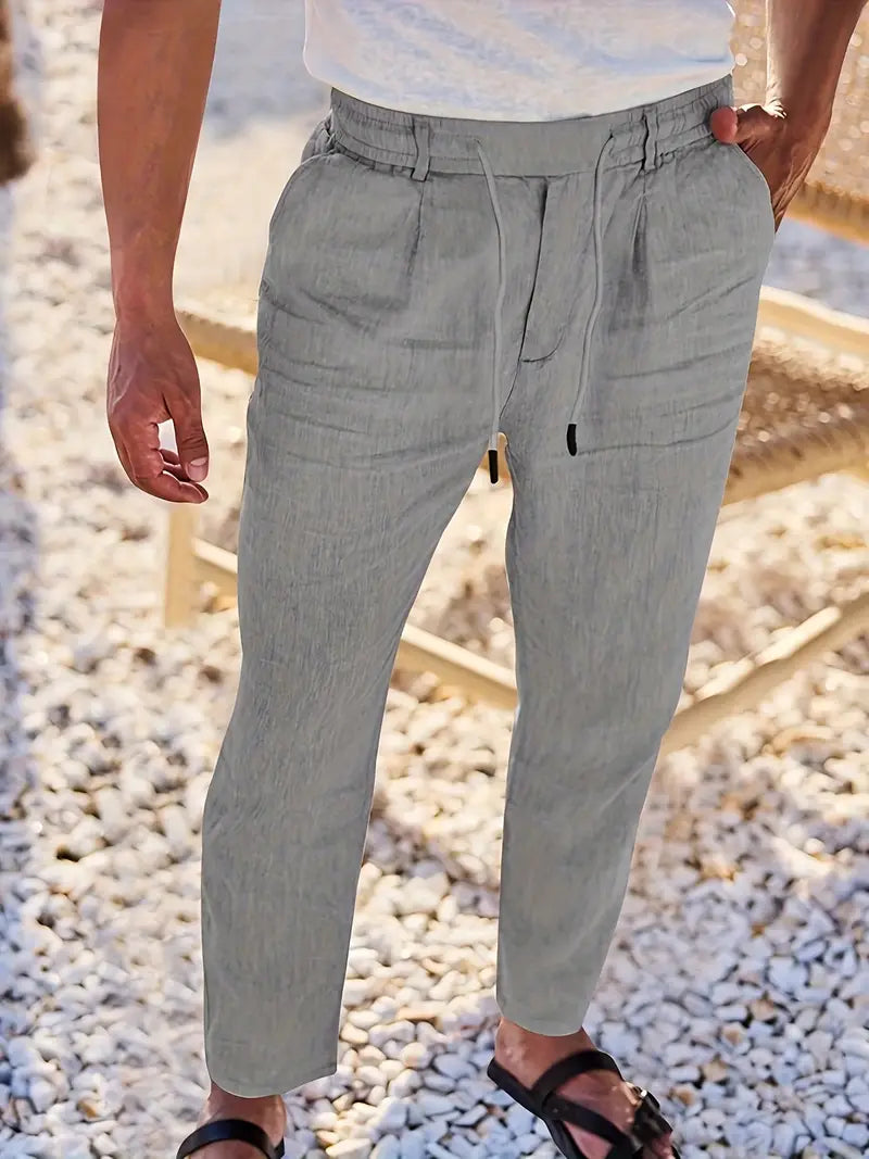 PANTALONI LARGHI IN LINO CON COULISSE