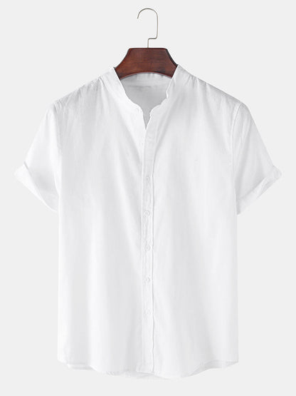 T-SHIRT BASE A MANICHE CORTE IN LINO & PANTALONI DRITTI IN LINO