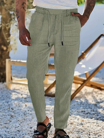 PANTALONI LARGHI IN LINO CON COULISSE