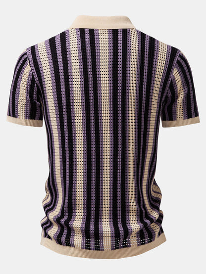 CAMICIA A RIGHE CON OCCHIELLI ALL'UNCINETTO