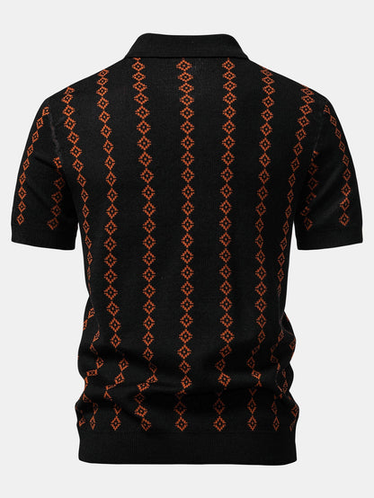 POLO V-NECK IN MAGLIA GEOMETRICA