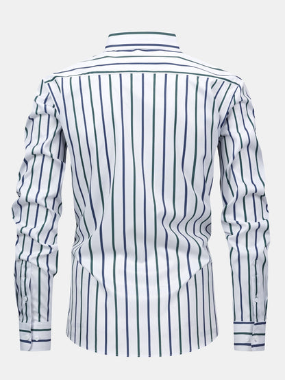 CAMICIA A MANICHE LUNGHE A RIGHE CON BOTTONI & PANTALONI SLIM FIT A GAMBA AFFUSOLATA