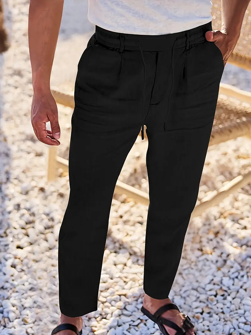 PANTALONI LARGHI IN LINO CON COULISSE