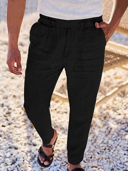 PANTALONI LARGHI IN LINO CON COULISSE