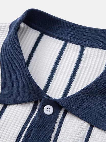 CAMICIA A RIGHE LAVORATA A MAGLIA CON BOTTONI