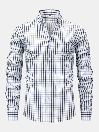 CAMICIA A MANICHE LUNGHE A QUADRETTI CON BOTTONI