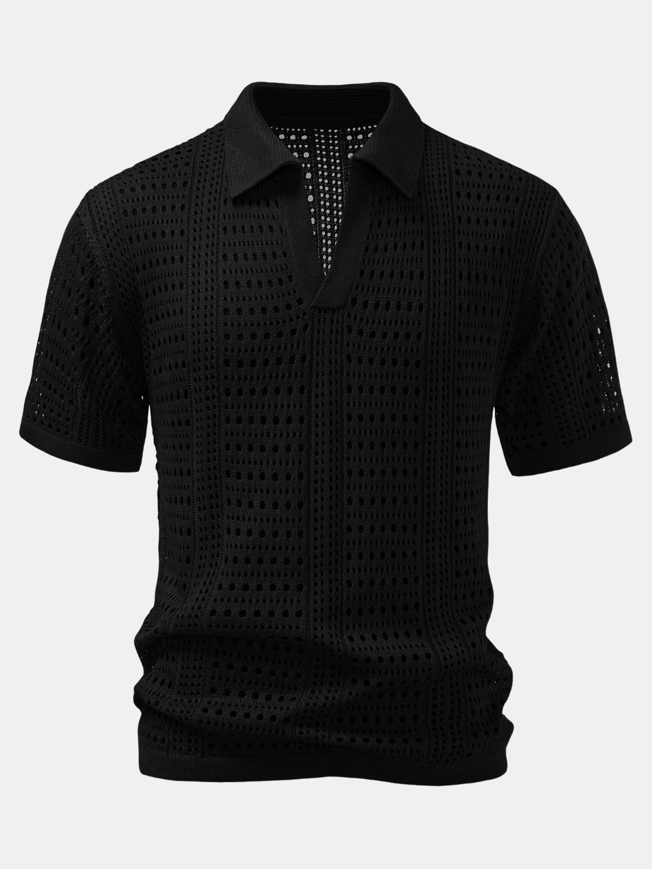 POLO A V IN CROCHET & PANTALONI IN LINO CON GAMBA DRITTA