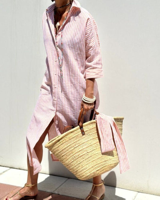 COLEN™ | ABITO CAMICIA STRINGATO A RIGHE CLASSICHE