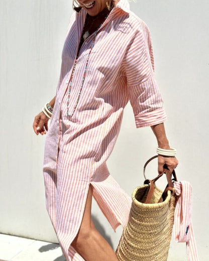 COLEN™ | ABITO CAMICIA STRINGATO A RIGHE CLASSICHE
