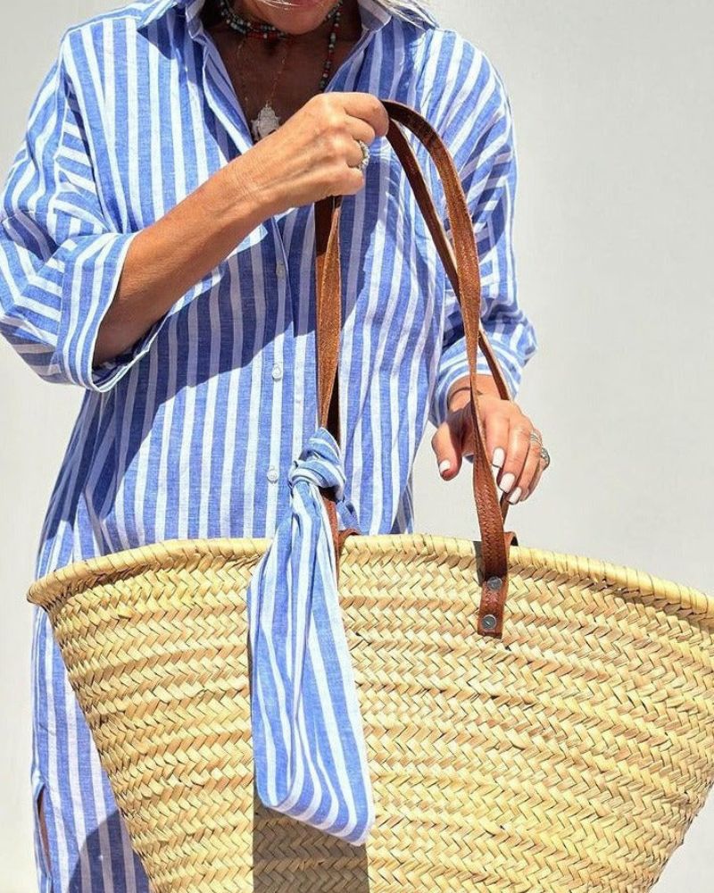 COLEN™ | ABITO CAMICIA STRINGATO A RIGHE CLASSICHE