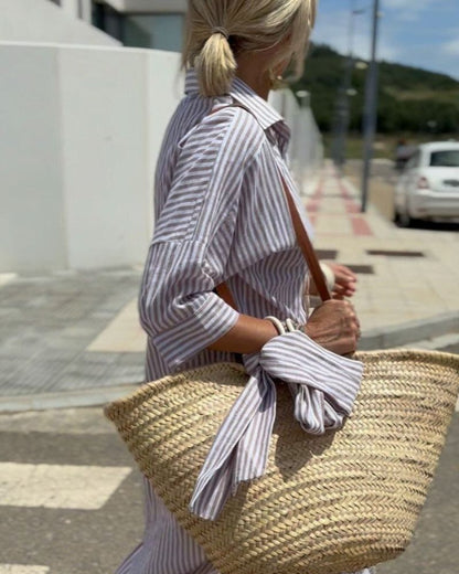 COLEN™ | ABITO CAMICIA STRINGATO A RIGHE CLASSICHE