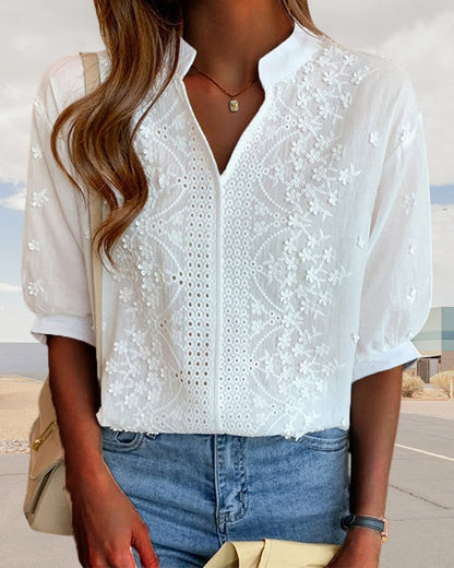 Yara™ | Blusa Bianca con Maniche a Sbuffo