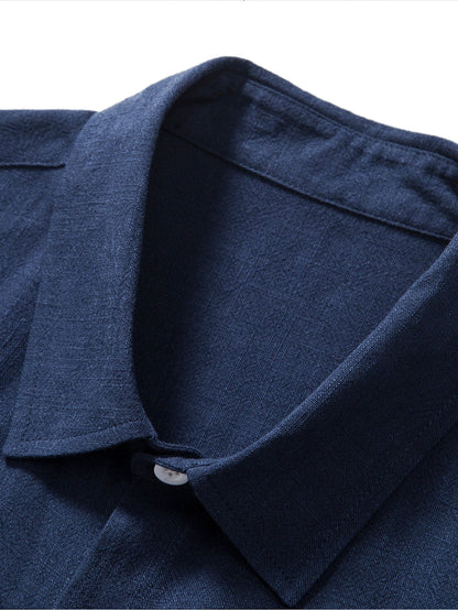 CAMICIA IN MISTO LINO E RAYON CON BOTTONI & PANTALONI IN LINO A GAMBA DRITTA