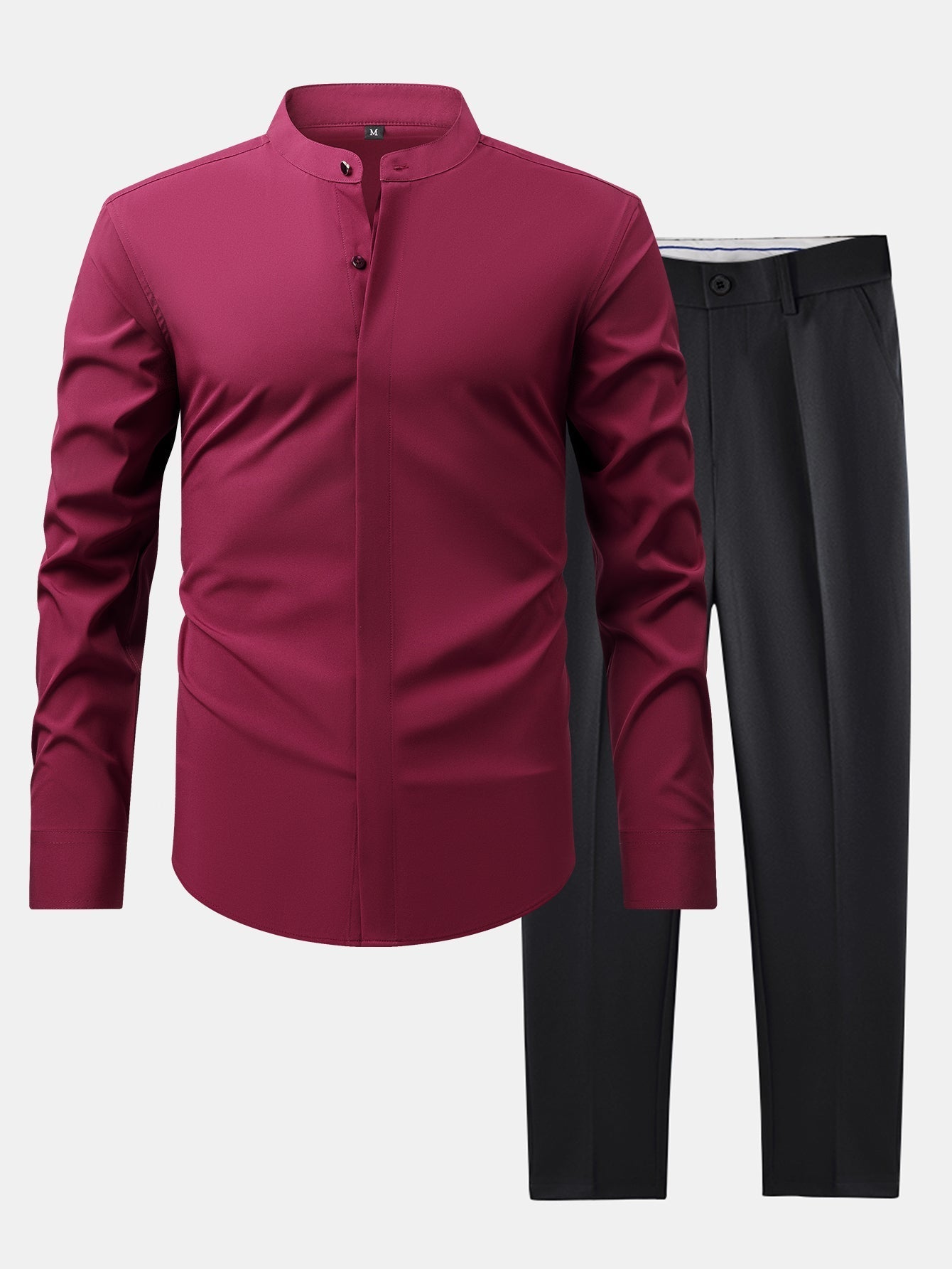CAMICIA CON COLLETTO RIALZATO & PANTALONI SLIM FIT A GAMBA AFFUSOLATA