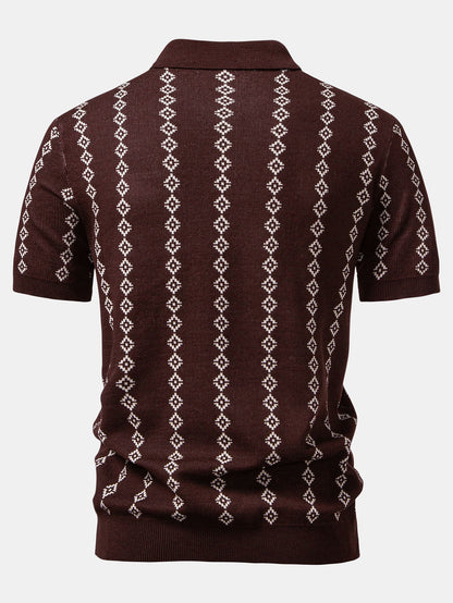 POLO V-NECK IN MAGLIA GEOMETRICA