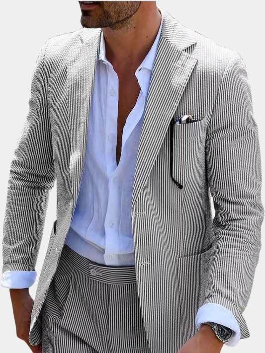COMPLETO ESTIVO A RIGHE (PANTALONI+GIACCA)