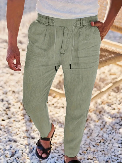 PANTALONI LARGHI IN LINO CON COULISSE