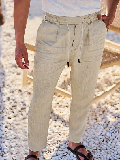 NICHOLS | PANTALONI LARGHI IN LINO CON COULISSE