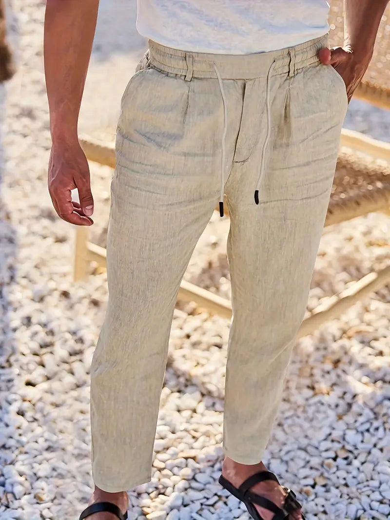 PANTALONI LARGHI IN LINO CON COULISSE