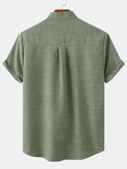 CAMICIA CON COLLO ALLA COREANA E TASCA