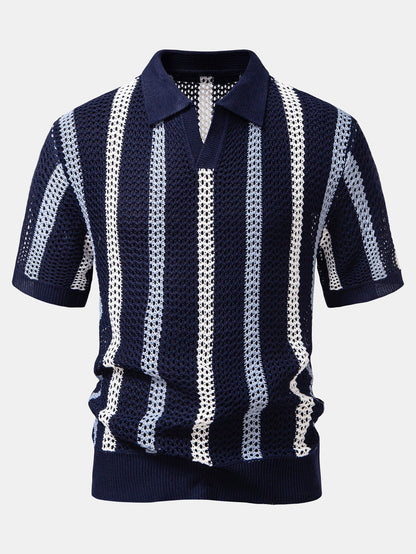 POLO A V ALL'UNCINETTO & PANTALONI IN LINO DRITTI