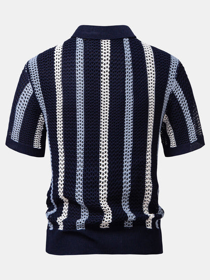 POLO A V CON RIGHE ALL'UNCINETTO