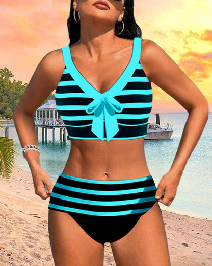 Elena™ | Costume da Bagno a Righe a vita alta