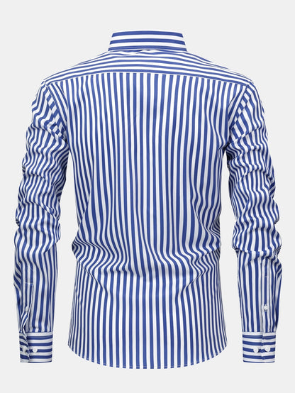 CAMICIA A MANICHE LUNGHE A RIGHE CON BOTTONI & PANTALONI SLIM FIT A GAMBA AFFUSOLATA