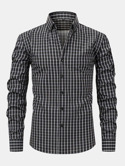 CAMICIA A MANICHE LUNGHE A QUADRETTI CON BOTTONI